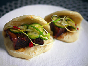 Pork belly bao with hoisin sauce