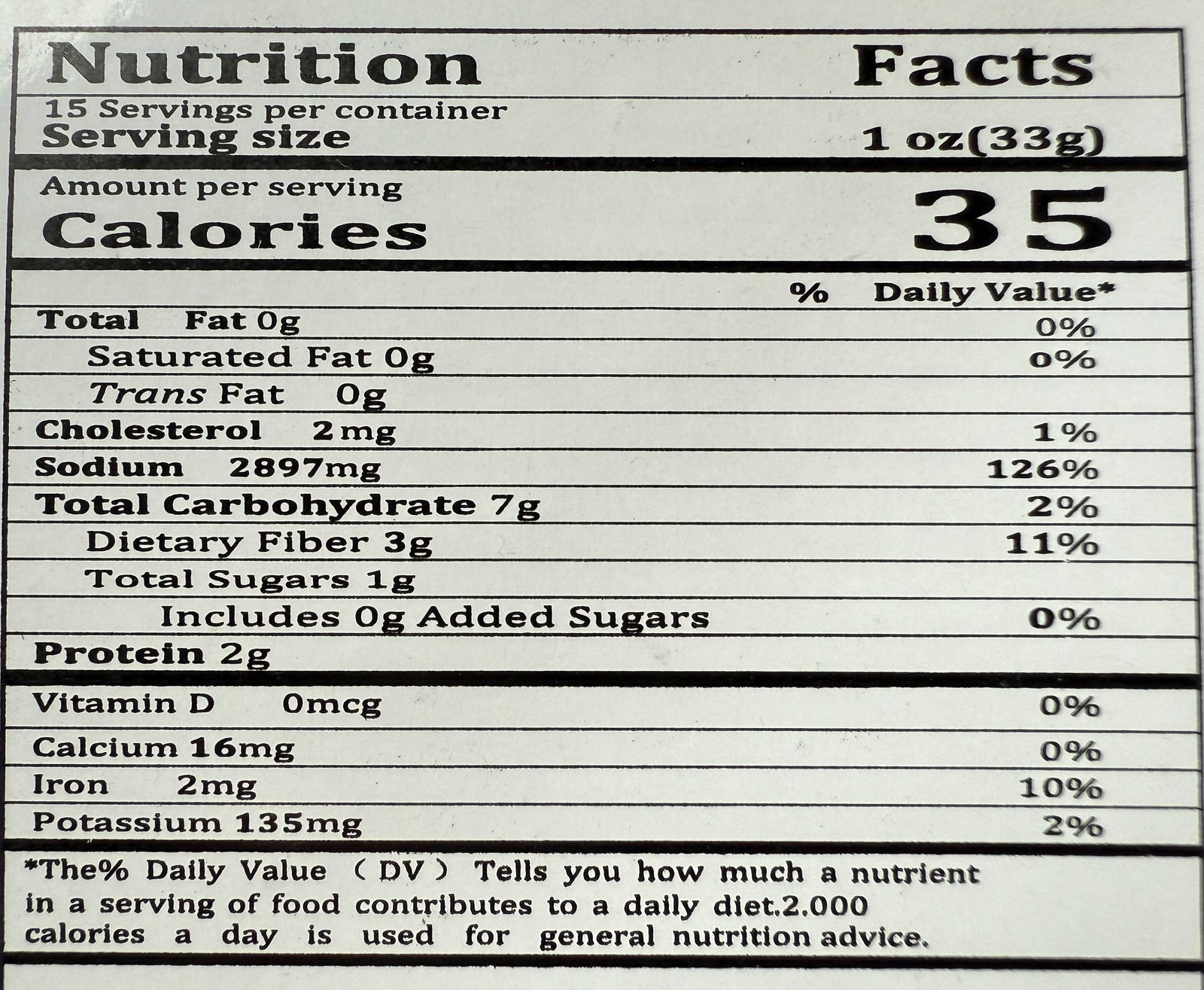 Nutrition facts