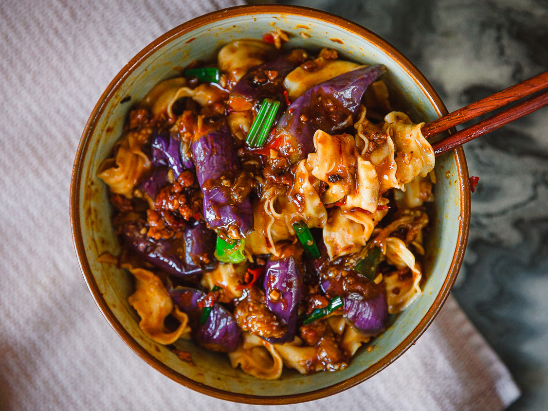 Mapo eggplant noodles
