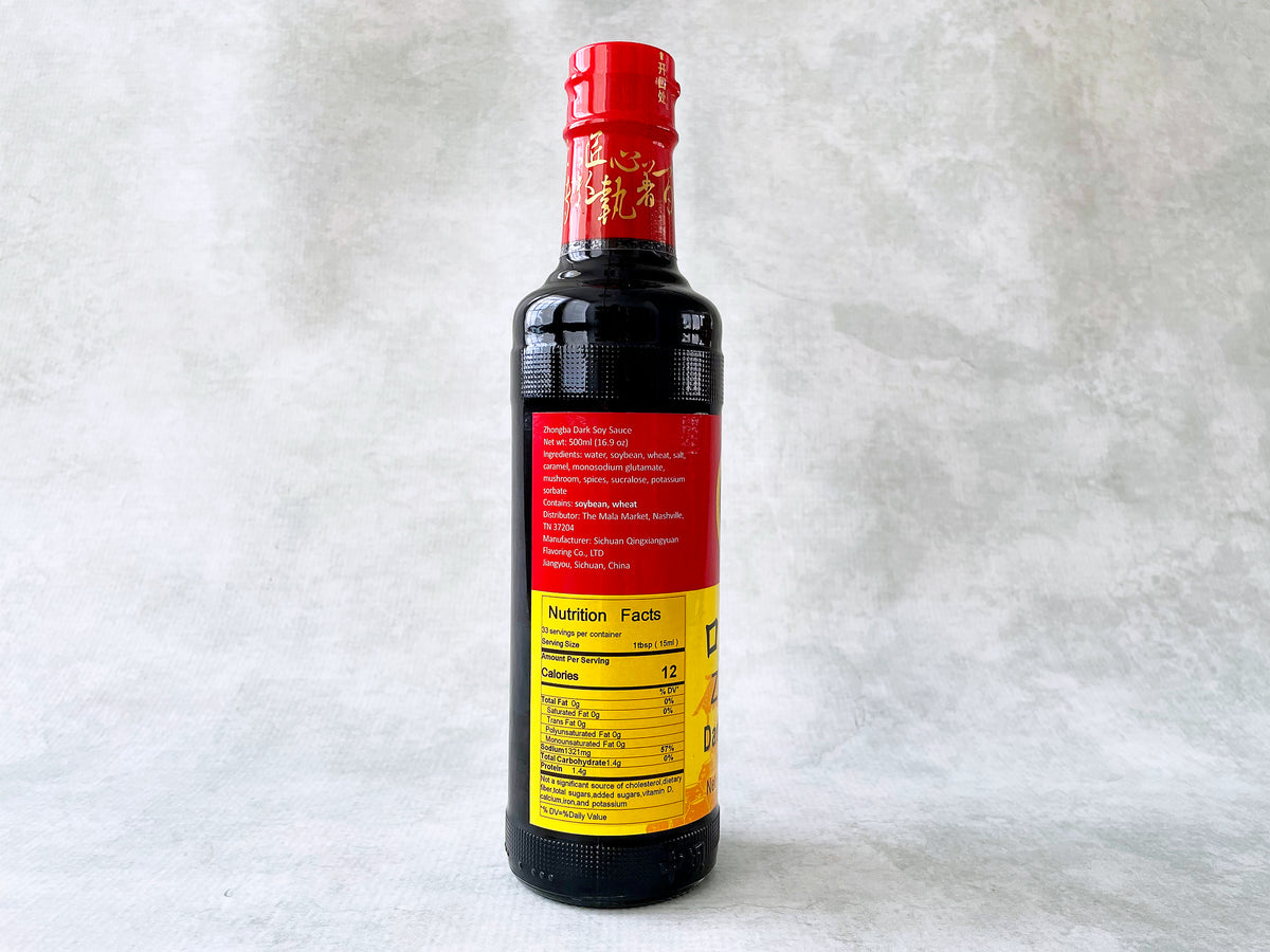 the side label of a bottle of dark soy sauce