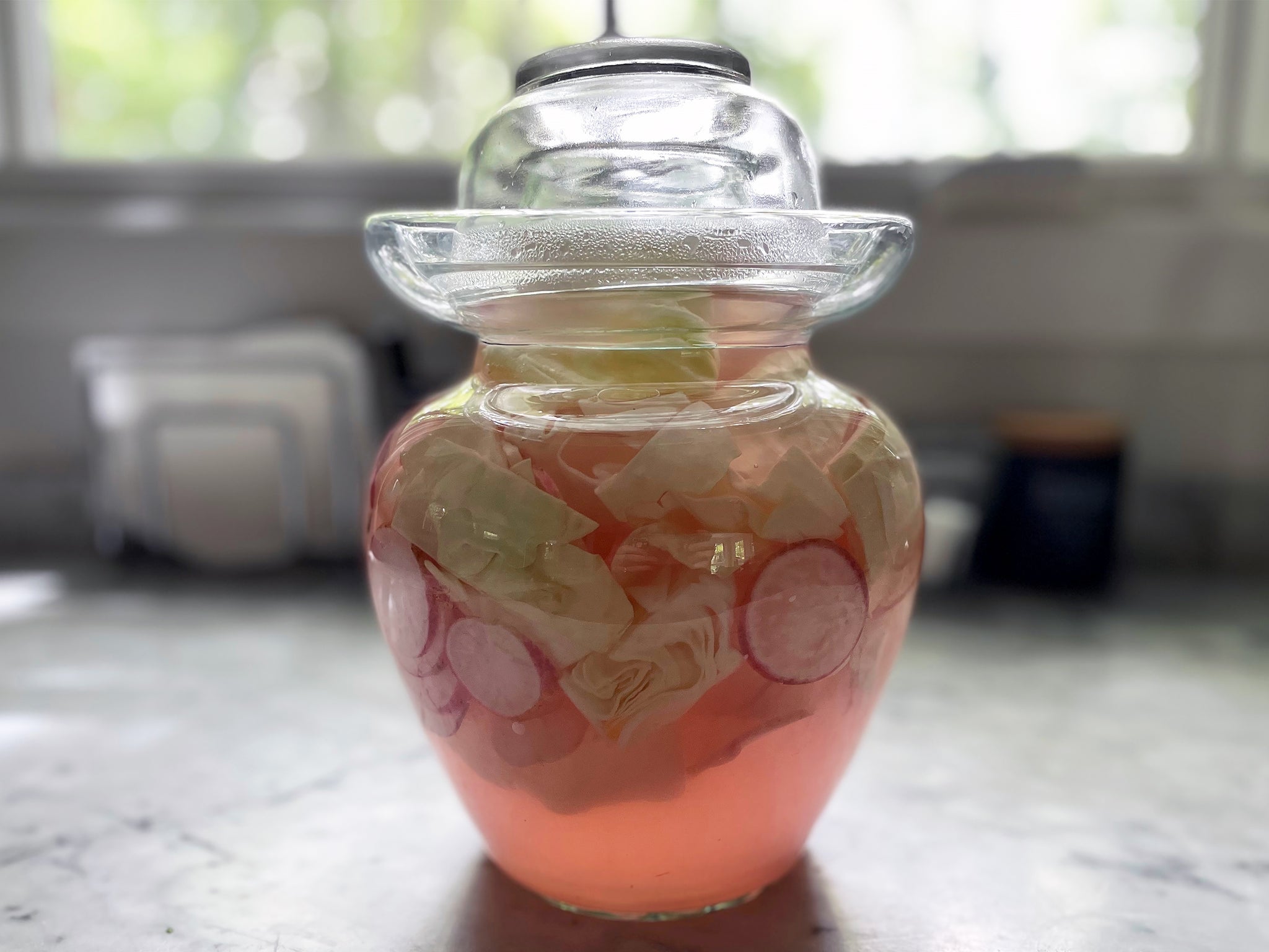 Sichuan Paocai Pickle Jar With Fermented Cabbage and Radish